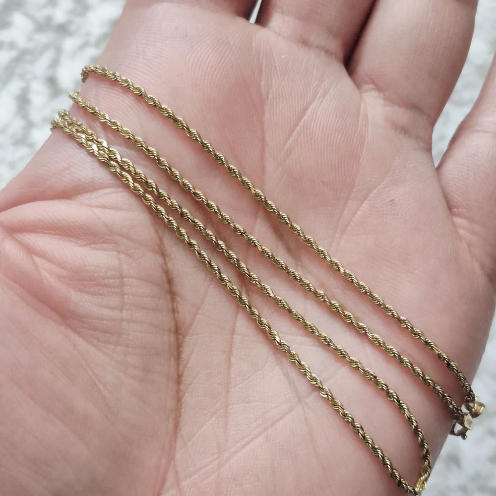 14k Yellow Gold Rope Necklace 2.5mm - Picture 2 of 7